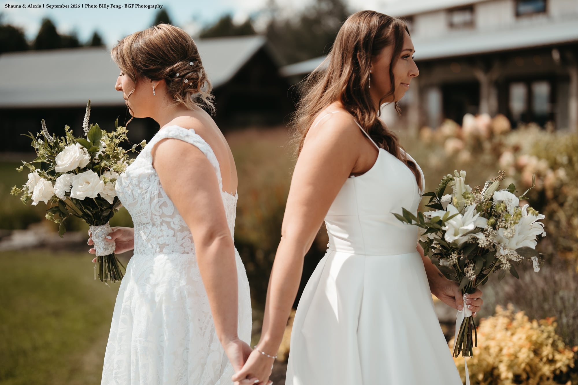 Shauna and Alexis romantic outdoor wedding portrait