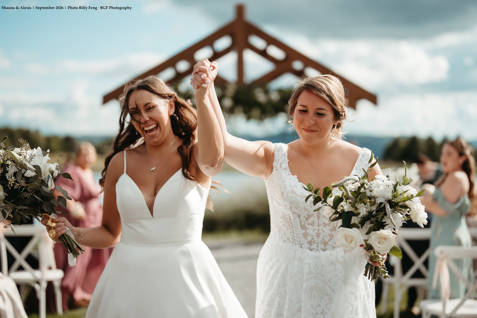 Day of Event Coordination — Joyful couple celebrating down the aisle